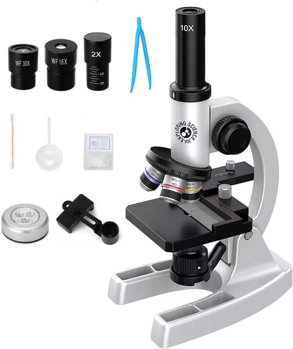Microscope 64X-16000X Optical Micro Elementary School Children Science Experimental Biology Teaching Micro Children Birtay Giftsfor Scientific Experiments, Children's Education, and Laboratory Use