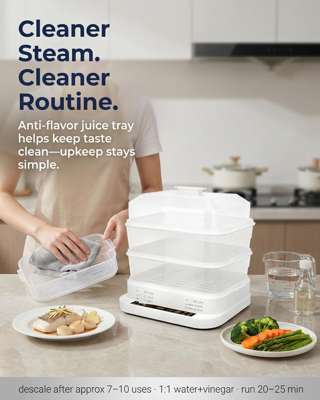 Egg Cookers Food Steamer Electric Steamer 800W, Multi Tier Steam Cooker with Stackable Baskets, 1-24H Delay Start, 10-60min Timer, Keep Warm, Vegetable/Rice/Fish/Dumpling Steamer