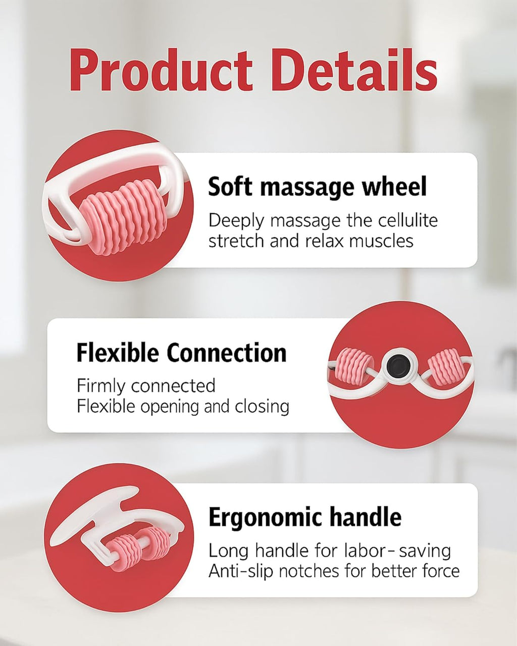 Cellulite Massager,Massage Roller Stick for Deep Tissue Relief and Lymphatic Drainage – Fascia Roller for Cellulite Massager & Muscle Recovery – Manual Body Sculpting Tool for Legs, Back, Thighs, Arms