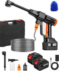 Cordless Pressure Washer,6-in-1 Portable Cordless Pressure Washer, Brushless 3-Mode 2Mpa 4.9L/min Handheld Power Washer, 6-in-1 Nozzle Foam Sprayer, 5m Self-Priming Hose, for Car Wash Patio Garden