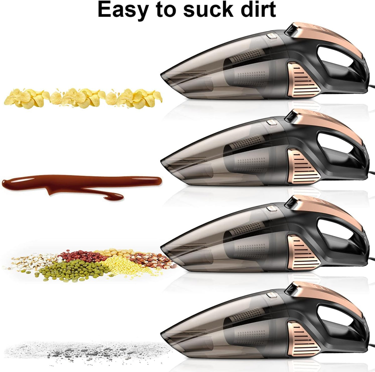 Car Vacuum Cleaner 7000PA 106W 12V Car Vacuum with LED Light Low Noise Wet and Dry Use Auto Vacuum Cleaner with 16.4FT(5M) Cord and Carrying Bag for All Vehicles