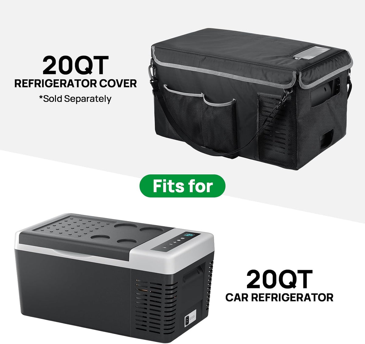 F40C4TMP 12 Volt Refrigerator, 20 Quart(18L) Portable Freezer, 12V Car Fridge(-8℉~50℉), Compressor Cooler for Camping, Road Trip, Travel, Van, Truck, RV, Boat, Outdoor, Home, 12/24V DC & 100~240V AC