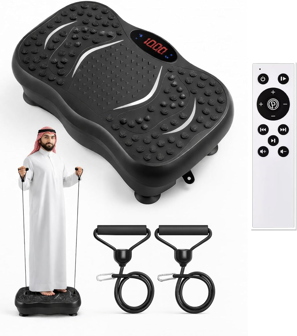 Vibration Plate Exercise Machine, Up to 200 Levels 180W Motor & Vibration Machine & Vibration Platform for Whole Body Vibration 120 kg Capacity | Resistance Bands | Quiet & Compact