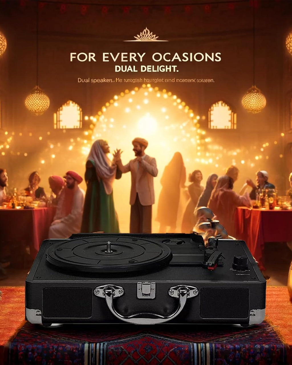 High-Fidelity Vinyl Record Player Turntable Vinyl Record Player 3-Speed Bluetooth Portable Suitcase Record Player with Built-in Speakers, Bluetooth Wireless Playback,Auto Off for Home Decoration