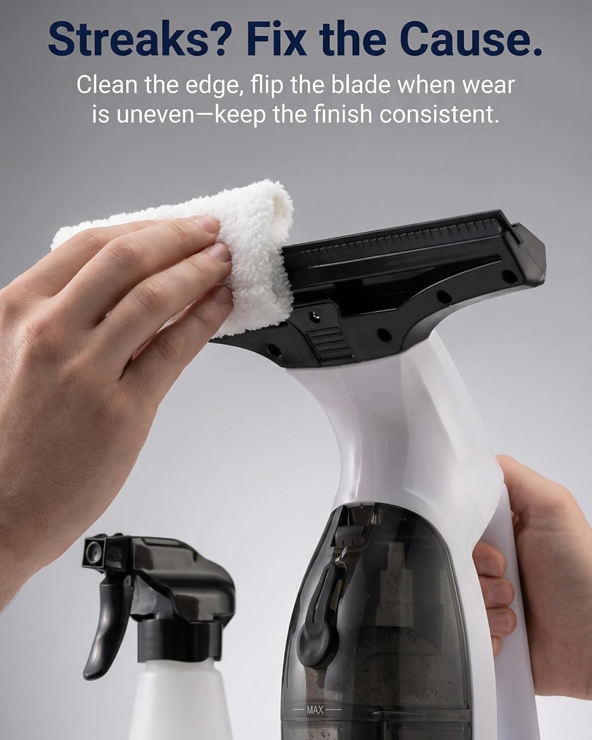 Window Cleaner & Glass Cleaner Kit,Window Vacuum Cleaner Cordless Electric Handheld,Suction Window Squeegee with Spray Bottle,Cloth Holder 2 Microfiber Cloths for Windows, Mirrors, Shower Glass,Tiles