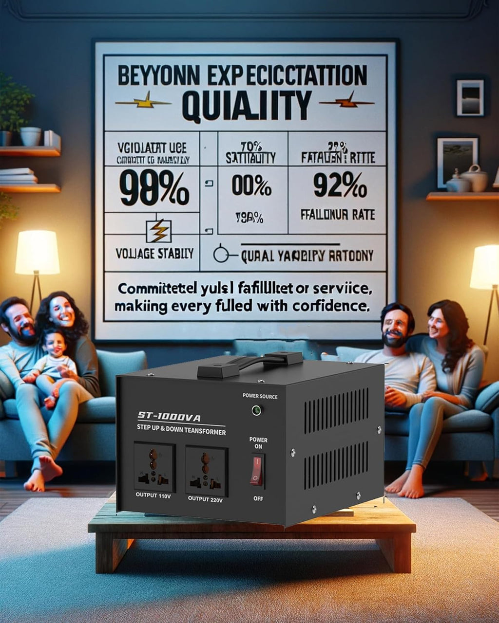 ST 1000W Voltage Converter Transformer 110V/120V/220V/240V Power Step Up/Down Transformer Converter, with Resettable Circuit Breaker Protection Universal Socket Household Compact