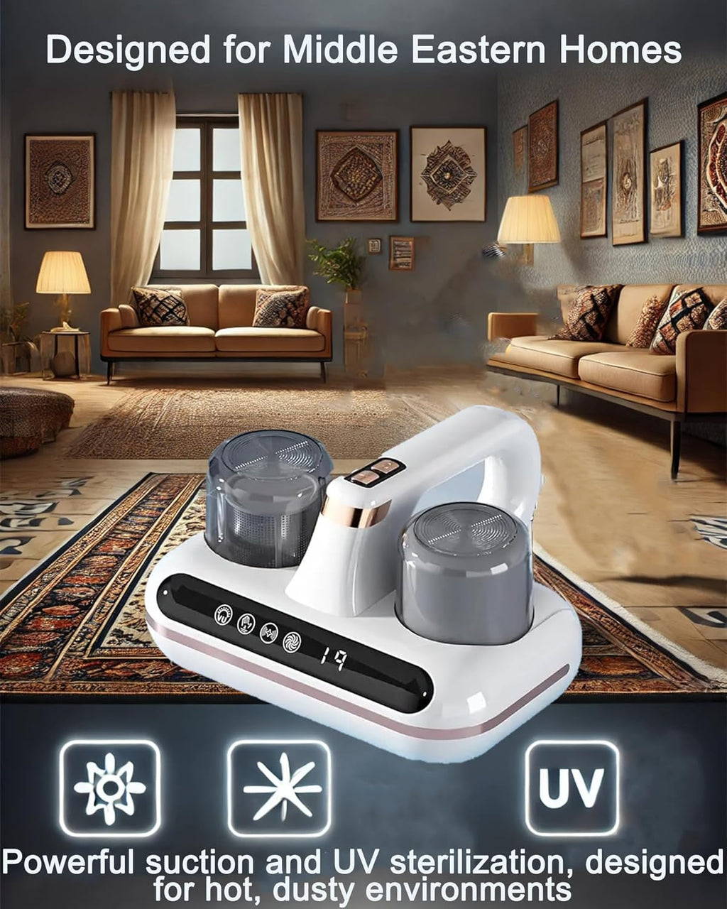 Mattress Vacuum Cleaner UV Dust Mite Cleaner Vacuum Multi-Surface Cleaner 8kPa & 10kPa Suction Dual Mode Bed Vacuum, HEPA Filter & 210ml Dust Bin 100W for Bed Pillow Sofa Carpets Couch