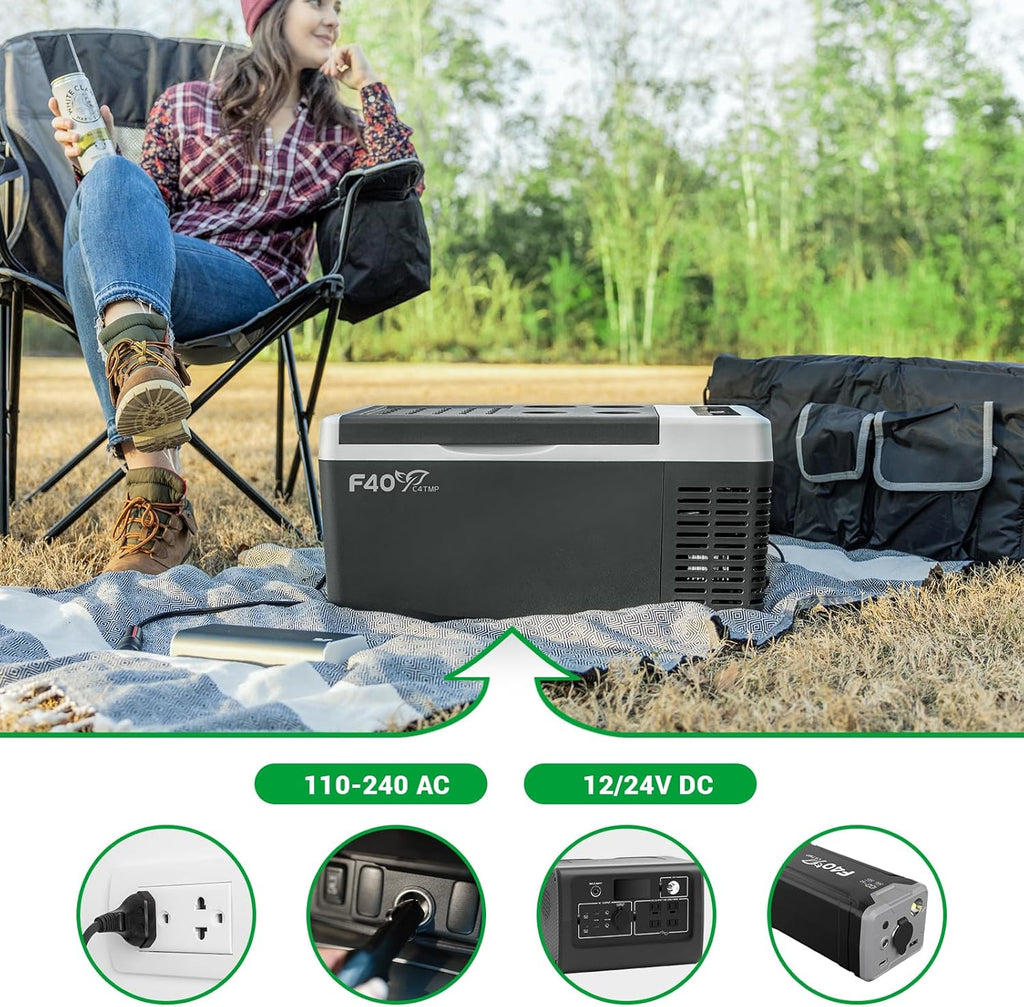 F40C4TMP 12 Volt Refrigerator, 20 Quart(18L) Portable Freezer, 12V Car Fridge(-8℉~50℉), Compressor Cooler for Camping, Road Trip, Travel, Van, Truck, RV, Boat, Outdoor, Home, 12/24V DC & 100~240V AC