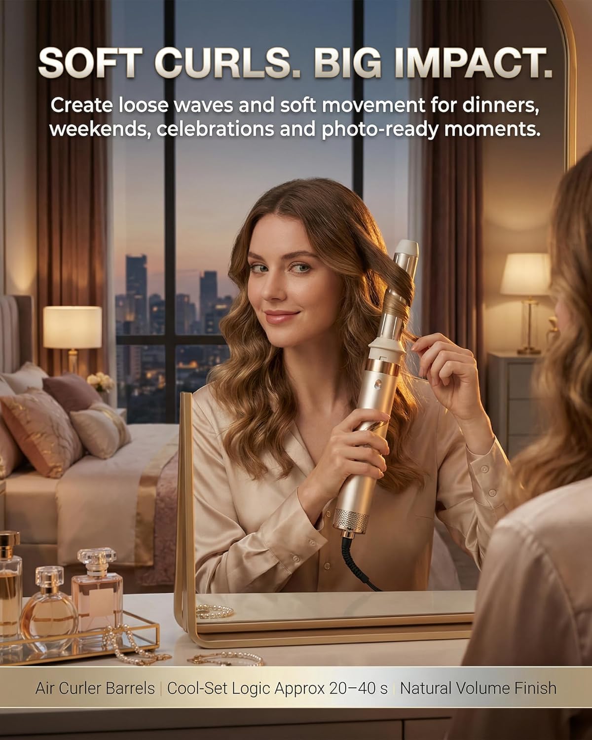 Hair Dryer Brush Hot Air Brush, 5 in 1 Hair Styler Set with Air Curler Barrels, Ionic Multi Styler with Diffuser & Concentrator, 110,000 RPM 22 m/s 1000W, Foldable for Straightening Curling V