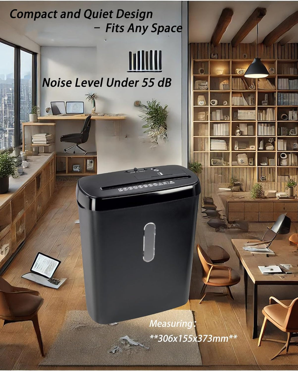 12L Paper Shredder Document Shredder 8-Sheet Securely Shreds Documents, Credit Cards, and CDs High-Performance Office Shredder Privacy Protection and Efficiency Booster